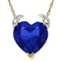 14k Yellow Gold Created Sapphire and Diamond Devil Heart Pendant, 18"