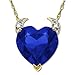 14k Yellow Gold Created Sapphire and Diamond Devil Heart Pendant, 18\