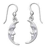 Solid Sterling Silver Moon Earrings