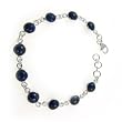 Silver Link Bracelet Lapiz Gemstone 8 inches