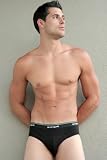 Papi Cotton Stretch Contour Low-Rise Brief for Men - Black