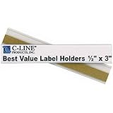 C-Line Best Value Peel and Stick Shelf/Bin Label Holders, Inserts Included, 1/2 x 3 Inches, 50 per Pack (87607)