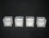 24 White Votive Candles in Square Frost Glass Holders Burn 15 (H)