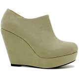 Suede Style Wedge Heel Platform Ankle Boot Pumps