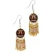 Native American Style Dangling Round Earrings In Browns - 2.5" Length