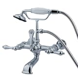 Kingston Brass CC542T1 Vintage 7 Inch Spread Wall Mount Leg Tub Filler with Hand Shower, Metal Lever Handle, Polished Chrome 41mJhnz3HKL. SL160 Kingston Brass CC542T1 Vintage 7 Inch Spread Wall Mount Leg Tub Filler with Hand Shower, Metal Lever Handle, Polished Chrome