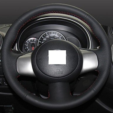 YU&amp;YU XuJi ? Black Genuine Leather Steering Wheel Cover for Nissan March Sunny Versa New 2013 Almera , Black