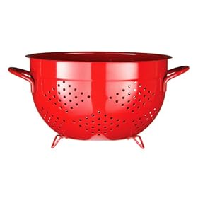 Premier Housewares 26 cm Large Enamel Colander, Red