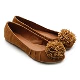 Ollio Women's Faux Suede Loafers Ballet Flat Corsage Accent Low Heels Multi-Color Shoes