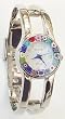Firenze Millefiori Silver Bangle Watch - White Dial