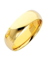 14k Yellow Gold 6mm Comfort Fit Plain Wedding Ring Ring for Men & Women - Size... by 