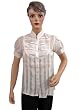 Classic Front Button White Embroidered Womens Fashion Tunic Tops Medium