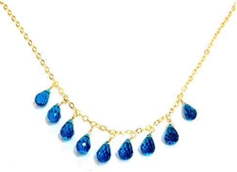 Dark Blue Briolette Crystal Necklace.
