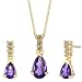 Jewelry : Sumptuously Romantic 1.50cts Pear Shape Amethyst Diamond Pendant Earrings Set 14Kt Yellow Gold