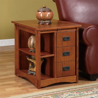 Cabinet End Table with Oak Finish