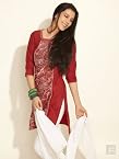 Casual Printed Front Cotton Kurta-Red-14