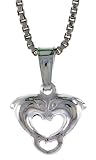 Sterling Silver Teeny Kissing Dolphin Heart Pendant, Made in Italy. 1/4 in. (7mm) Tall