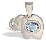 14K White Gold Genuine Oval Aquamarine Elephant Pendant