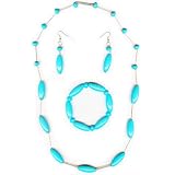 Set with a Necklace a bracelet and earrings in Turquoise colour resin.