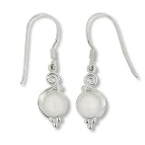 Sterling Silver Cabochon Moonstone Dangle Earrings by Sajen
