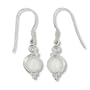 Sterling Silver Cabochon Moonstone Dangle Earrings by Sajen