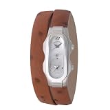 Philip Stein Teslar Womens Brown Ostrich Strap Mother of Pearl Dial Dual Time Watch 4-F-MOP-OWT by Philip Stein