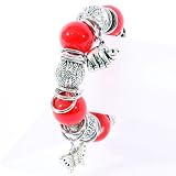 Review The Tribeca Gift Company  / Antique Silver Effect & Coloured Bead Charm Bracelet Green