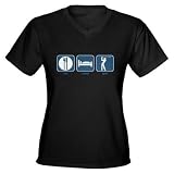 Eat, Sleep, Golf Funny Women's V-Neck Dark T-Shirt by CafePress