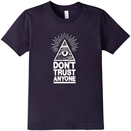 Kids Don't Trust Anyone Pyramid Eye Illuminati Tee Shirt 10 Navy