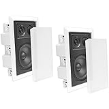 Pyle In-Wall / In-Ceiling Dual 8.0'' Enclosed Speaker Systems, 2-Way Flush Mount Stereo Speakers (Pair)