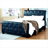 835 Series Panel Bed in Black Leather Size: California King