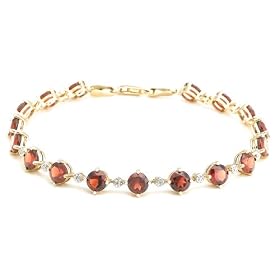 14k Yellow Gold Garnet and Diamond Bracelet, 7.25 by Amazon.com Collection