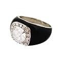 Zirconite Black Pave Cushion Cut Enamel Ring - Size 7