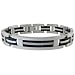 Men's Stainless Steel Bracelet with Rubber, Black Plating and Cable, 8''