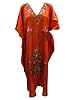 Kaftans Paper Silk Kashmir Crewel Embroidered Orange Abaya Caftans Xxl