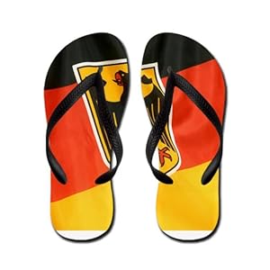 Artsmith, Inc. Men's Flip Flops (Sandals) German Flag Waving - Large