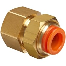 SMC KQ2E PBT One-Touch Tube Fitting, Bulkhead Coupling, Tube OD x NPT Male with Brass Threads