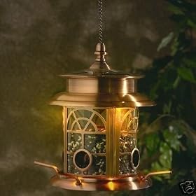 Copper Finish Illuminating Solar Powered Bird Feeder In A Presentation box