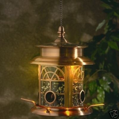Copper Finish Illuminating Solar Powered Bird Feeder In A Presentation box