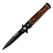 Spring Assisted Black Blade Folder Pocket Knife Wood Handle