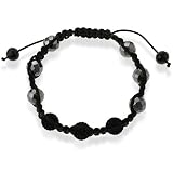 Bling Jewelry Hematite Jet Swarovski Crystal Unisex Shamballa Bracelet