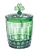 Etched Glass Green Shamrock Jar