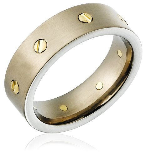 7mm Titanium Wedding Band w/ 18k Yellow Gold Accents