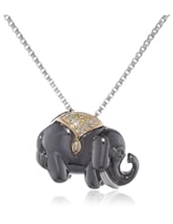 XPY Sterling Silver and 14k Gold Elephant Diamond Pendant Necklace, 18"