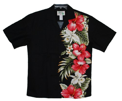 HIBISCUS FLORAL PANEL HAWAIIAN ALOHA SHIRT