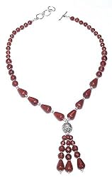Handcrafted Gemstone Jewelry Silver Chain Necklace Carnelian 18.50 inches