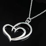 Women'sPolishedSterlingSilverNecklaceHeartWithinAHeartPendantNecklace