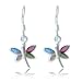 Chuvora Sterling Silver Multi-Colored Mother of Pearl Shell Dragonfly Dangle Earrings