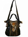 Women's Ed Hardy Mini Foldover Mailis Handbag (Black/Gold)