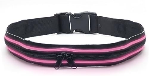LED Flashing Waist Pack Running Belt for High Visibility at Night - Take Along Keys, Money and other Small Items - For Men and Women an indispensable Sport Accessories by OUTXPRO (M - Pink)